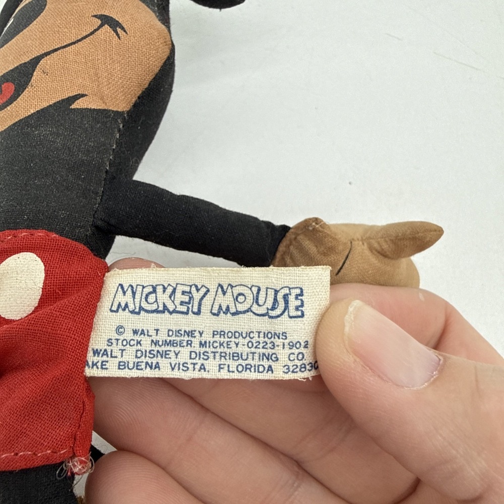 Vintage Cloth Plush Mickey Mouse 60s-70s Walt Disney Approx 7.5" - Picture 8 of 8
